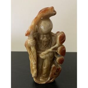 Antique Chinese Natural Jadeite Carved Wise Old Man VTG Jade Exquisite 396.5 Gr